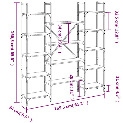 vidaXL Bookshelf Grey Sonoma 155,5x24x166,5 cm Engineered Wood