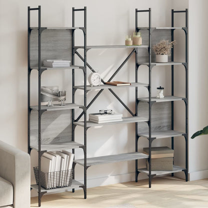 vidaXL Bookshelf | Grey Sonoma | Engineered wood, powder-coated steel | Tall