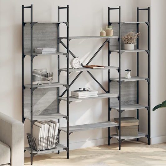 vidaXL Bookshelf Grey Sonoma 155.5x24x166.5 cm Engineered Wood