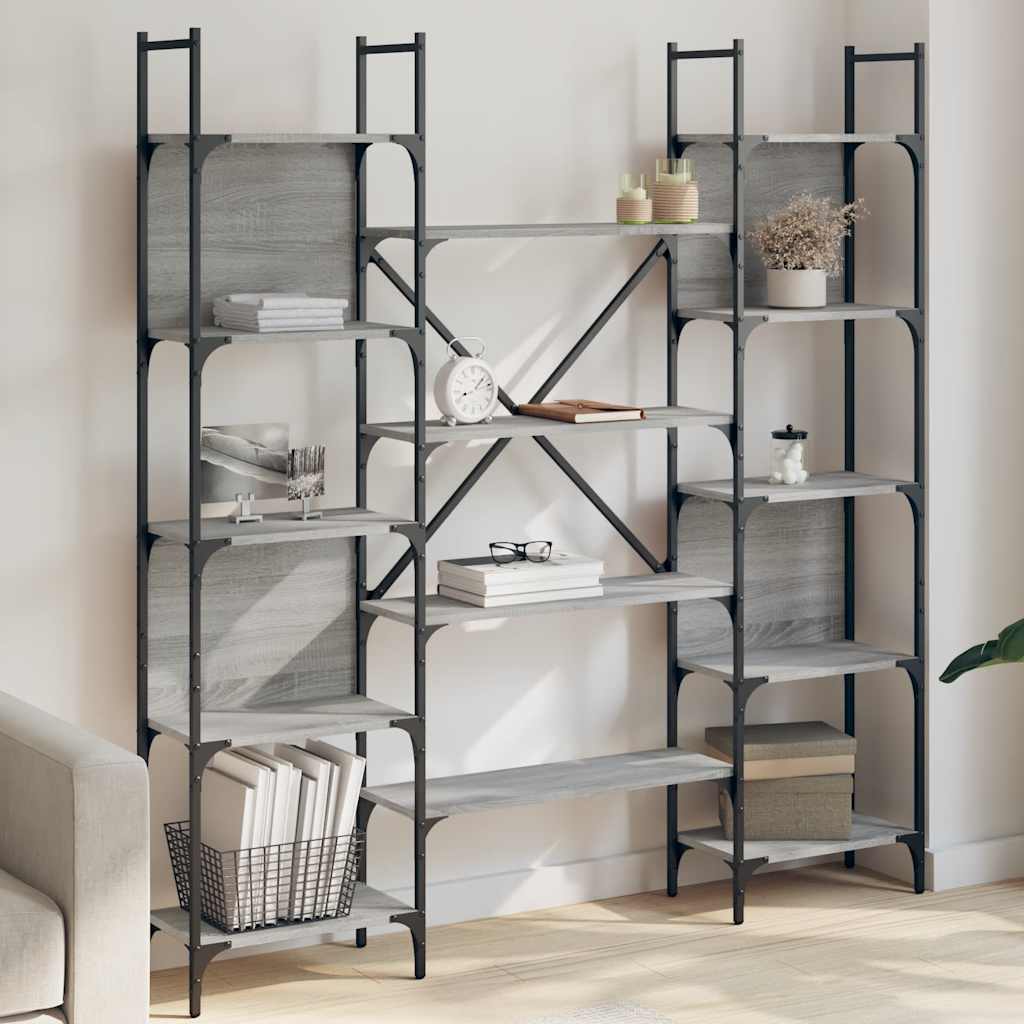 vidaXL Bookshelf Grey Sonoma 155,5x24x166,5 cm Engineered Wood