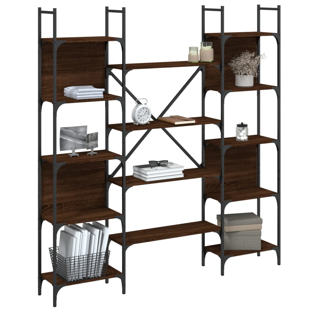 vidaXL Bookshelf Brown Oak 155.5x24x166.5 cm Engineered Wood