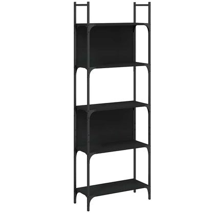vidaXL Bookshelf 5-Tier Black 60,5x24x166,5 cm Engineered Wood