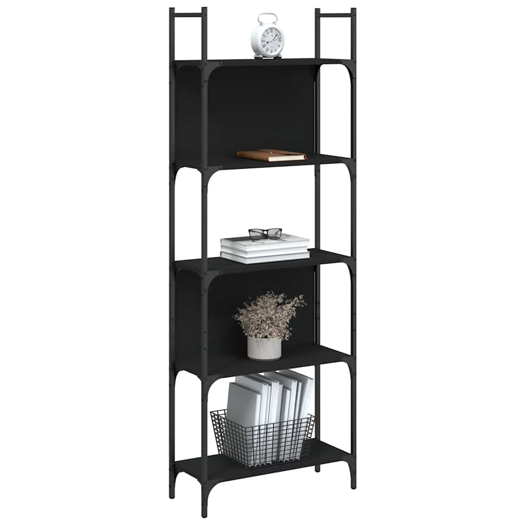 vidaXL Bookshelf 5-Tier Black 60,5x24x166,5 cm Engineered Wood