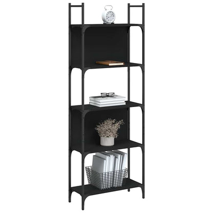 vidaXL Bookshelf 5-Tier Black 60,5x24x166,5 cm Engineered Wood