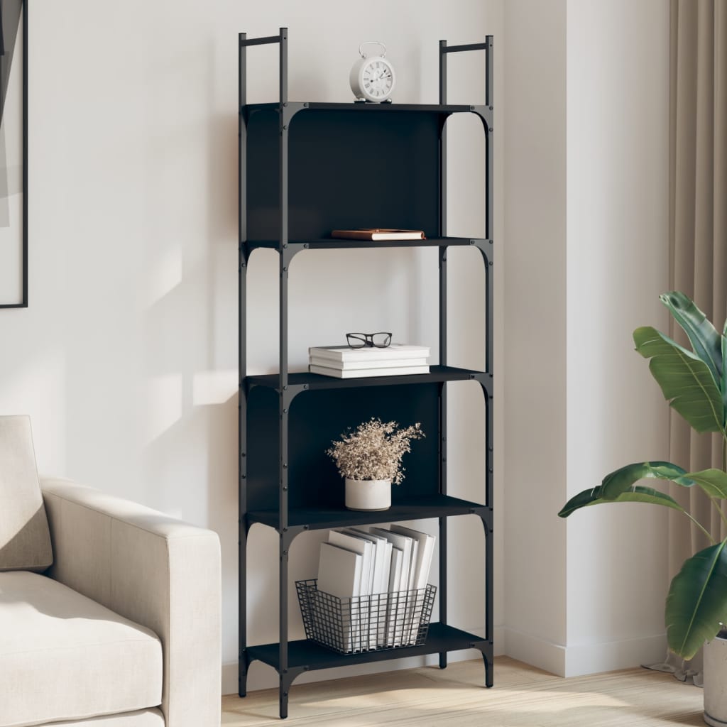 vidaXL Bookshelf | Black | Engineered wood | Tall | Bookshelf | Rectangular