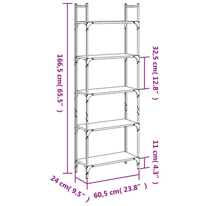 vidaXL Bookshelf | Smoked Oak | Engineered wood | Tall | Bookshelf | Rectangular