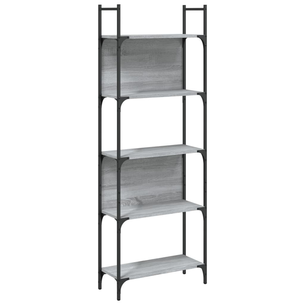 vidaXL Bookshelf | Grey Sonoma | Engineered Wood, Powder-Coated Steel | 5-Tier