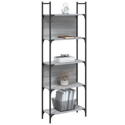 vidaXL Bookshelf | Grey Sonoma | Engineered Wood, Powder-Coated Steel | 5-Tier