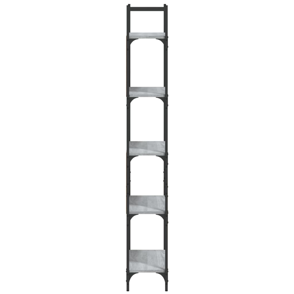 vidaXL Bookshelf | Grey Sonoma | Engineered Wood, Powder-Coated Steel | 5-Tier