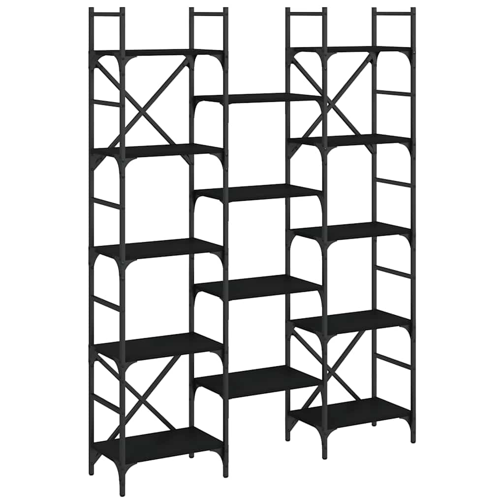 vidaXL Bookshelf Black 127,5x28,5x172,5 cm Engineered Wood
