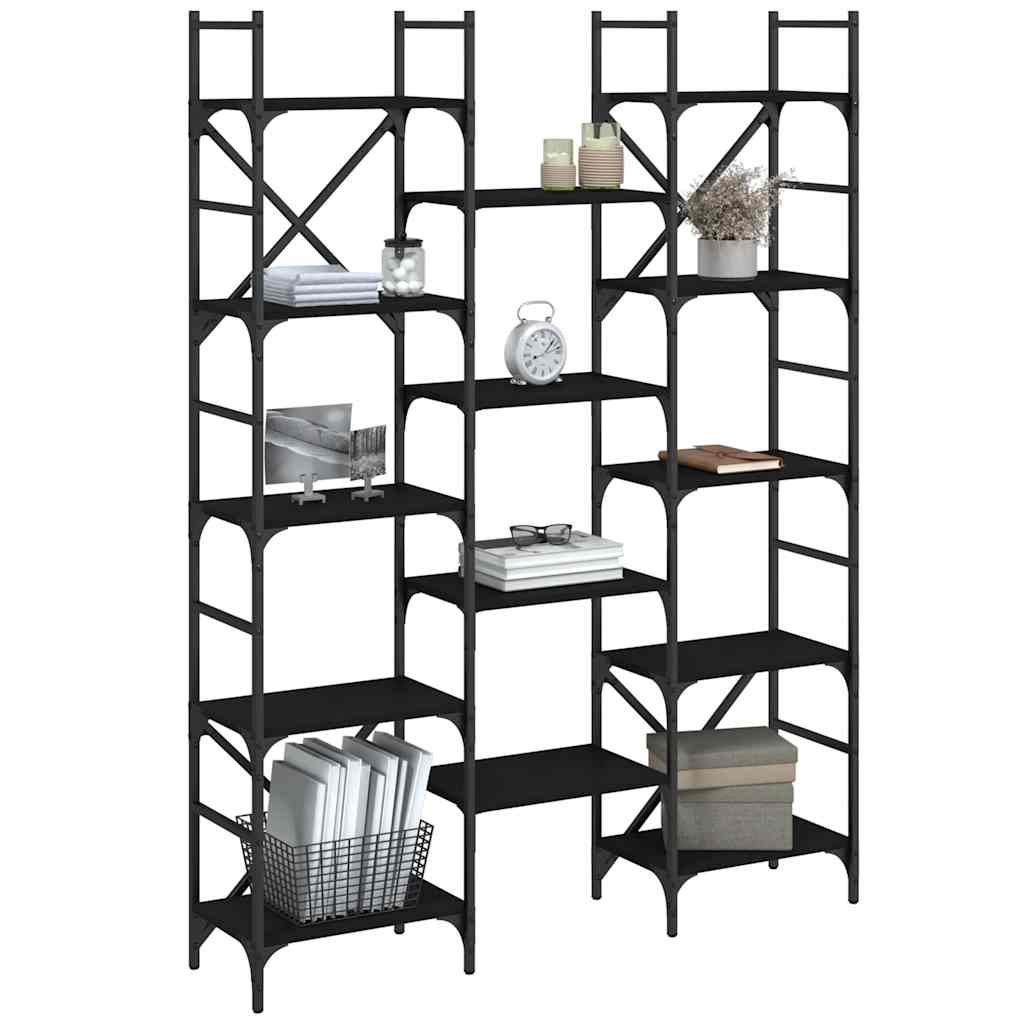 vidaXL Bookshelf Black 127,5x28,5x172,5 cm Engineered Wood