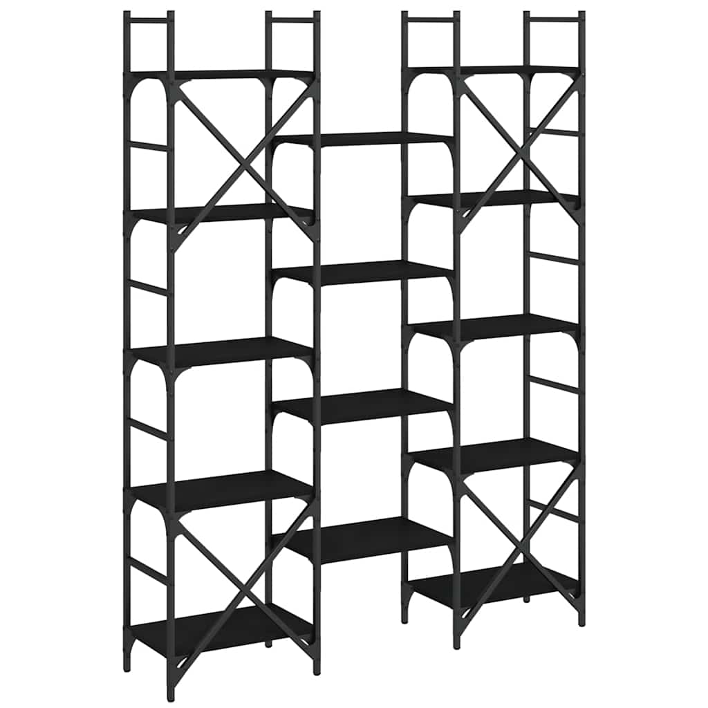 vidaXL Bookshelf Black 127,5x28,5x172,5 cm Engineered Wood