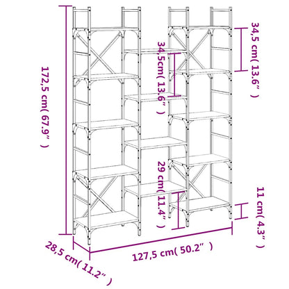 vidaXL Bookshelf Black 127,5x28,5x172,5 cm Engineered Wood