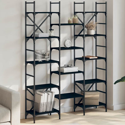 vidaXL Bookshelf Black 127,5x28,5x172,5 cm Engineered Wood