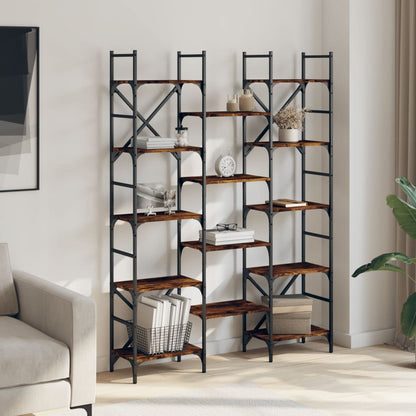 vidaXL Bookshelf Smoked Oak 127,5x28,5x172,5 cm Engineered Wood