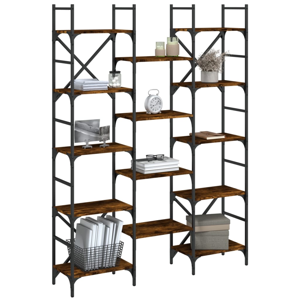 vidaXL Bookshelf Smoked Oak 127,5x28,5x172,5 cm Engineered Wood