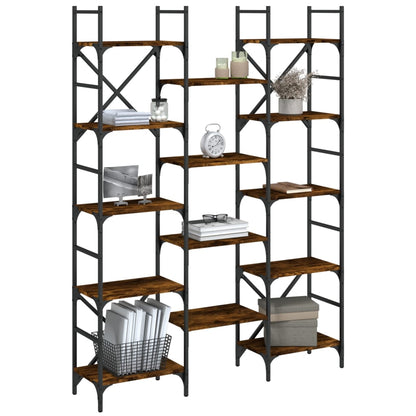 vidaXL Bookshelf Smoked Oak 127,5x28,5x172,5 cm Engineered Wood