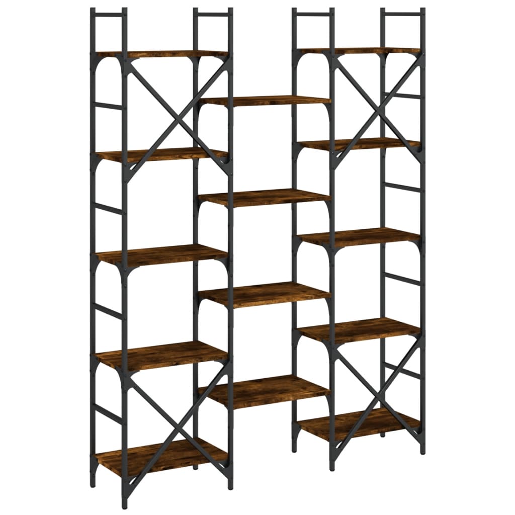 vidaXL Bookshelf Smoked Oak 127,5x28,5x172,5 cm Engineered Wood
