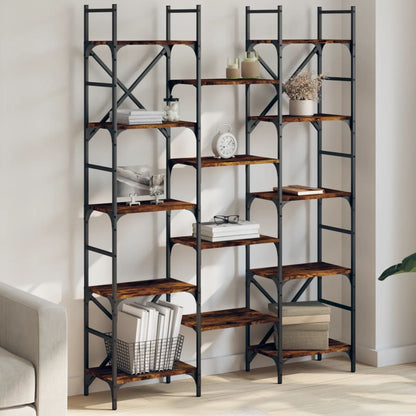 vidaXL Bookshelf Smoked Oak 127,5x28,5x172,5 cm Engineered Wood