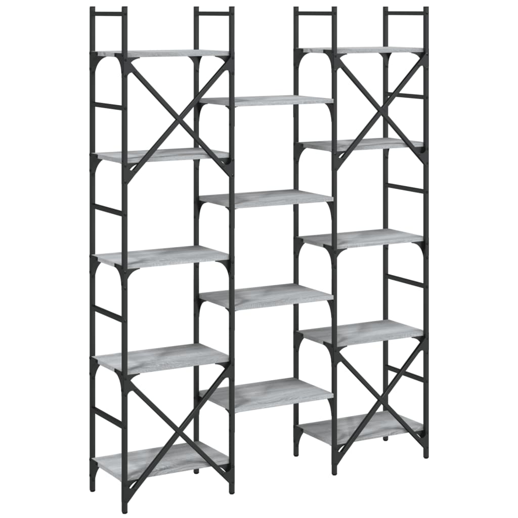 vidaXL Bookshelf Grey Sonoma 127.5x28.5x172.5 cm Engineered Wood