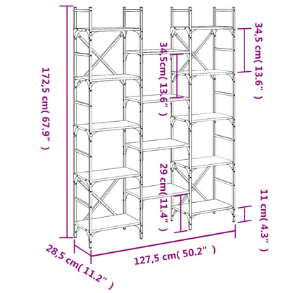 vidaXL Bookshelf Grey Sonoma 127.5x28.5x172.5 cm Engineered Wood