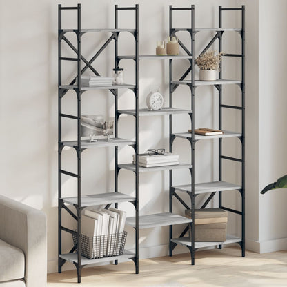 vidaXL Bookshelf Grey Sonoma 127,5x28,5x172,5 cm Engineered Wood