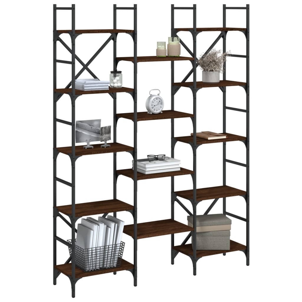 vidaXL Bookshelf Brown Oak 127.5x28.5x172.5 cm Engineered Wood