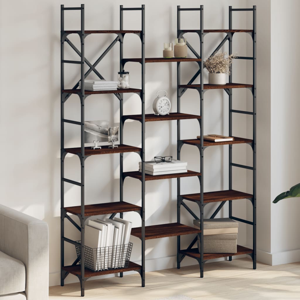 vidaXL Bookshelf Brown Oak 127.5x28.5x172.5 cm Engineered Wood