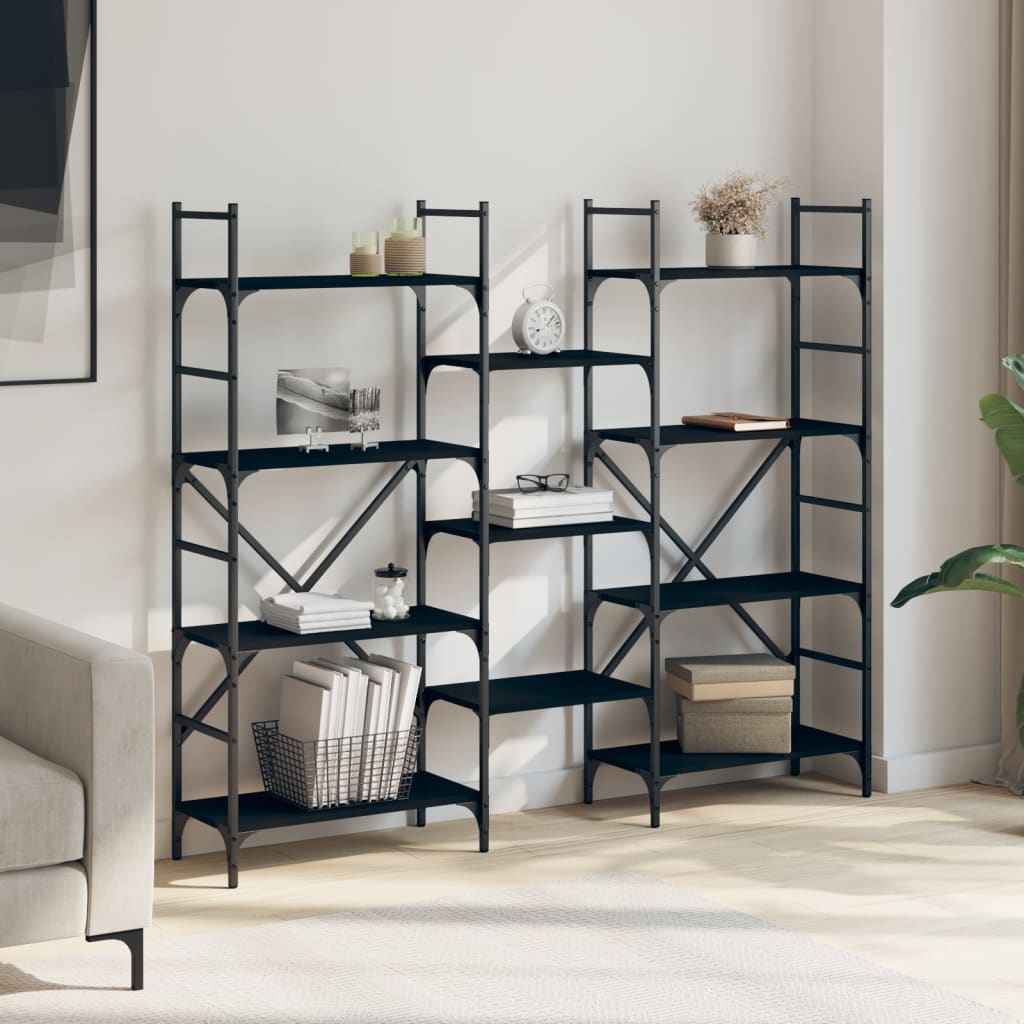 vidaXL Bookshelf | Black | Engineered Wood | Tall | Bookshelf | Rectangular