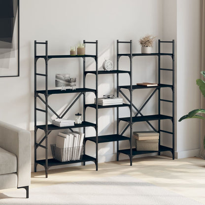 vidaXL Bookshelf | Black | Engineered Wood | Tall | Bookshelf | Rectangular