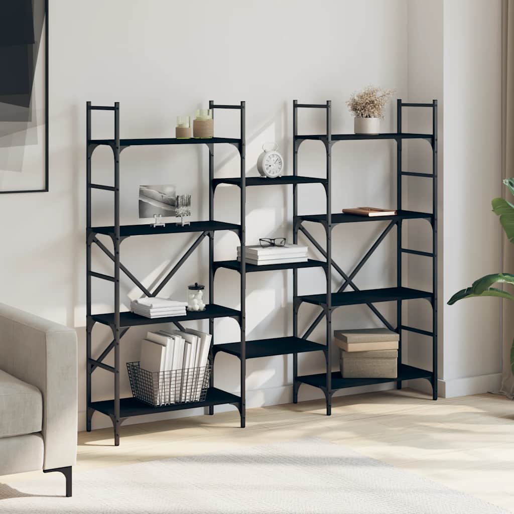 vidaXL Bookshelf Black 160x28,5x136,5 cm Engineered Wood