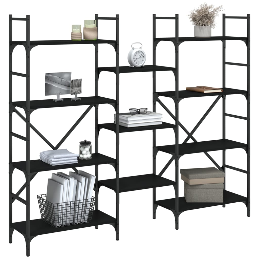 vidaXL Bookshelf | Black | Engineered Wood | Tall | Bookshelf | Rectangular
