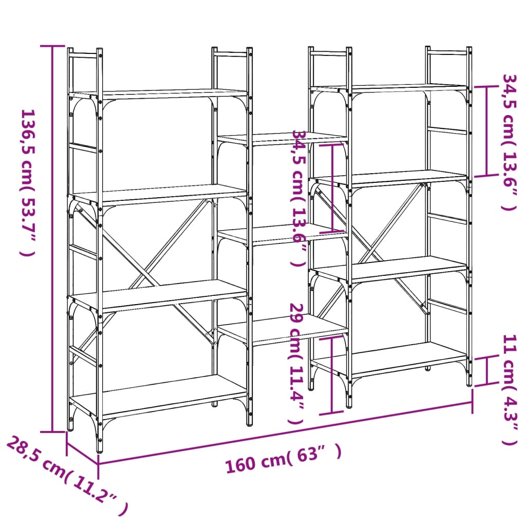 vidaXL Bookshelf | Black | Engineered Wood | Tall | Bookshelf | Rectangular