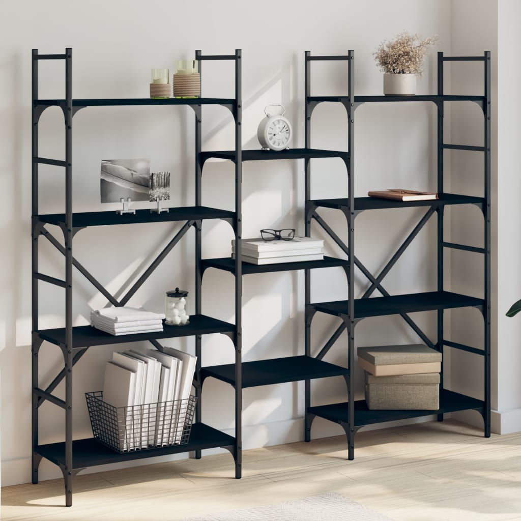 vidaXL Bookshelf | Black | Engineered Wood | Tall | Bookshelf | Rectangular