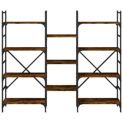 vidaXL Bookshelf Smoked Oak 160x28.5x136.5 cm Engineered Wood