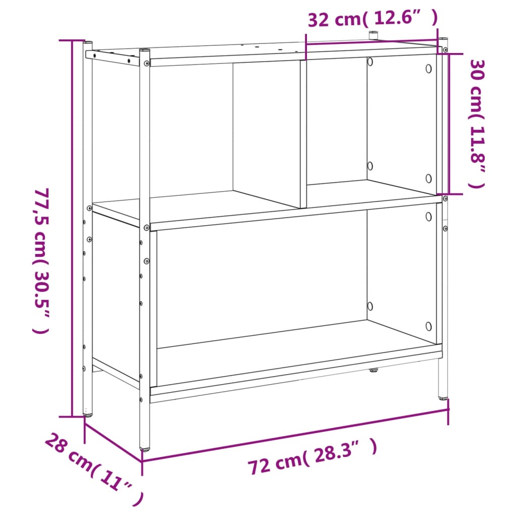 vidaXL Bookcase Smoked Oak 72x28x77.5 cm Engineered Wood