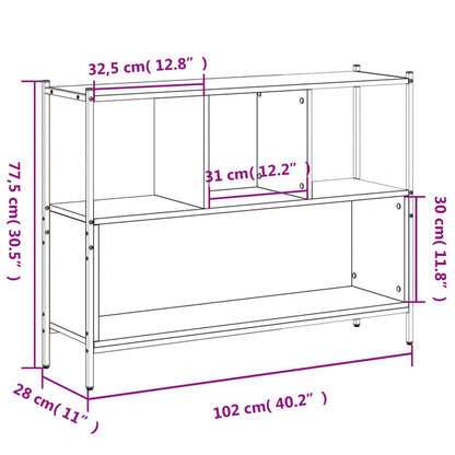 vidaXL Bookcase Grey Sonoma 102x28x77,5 cm Engineered Wood