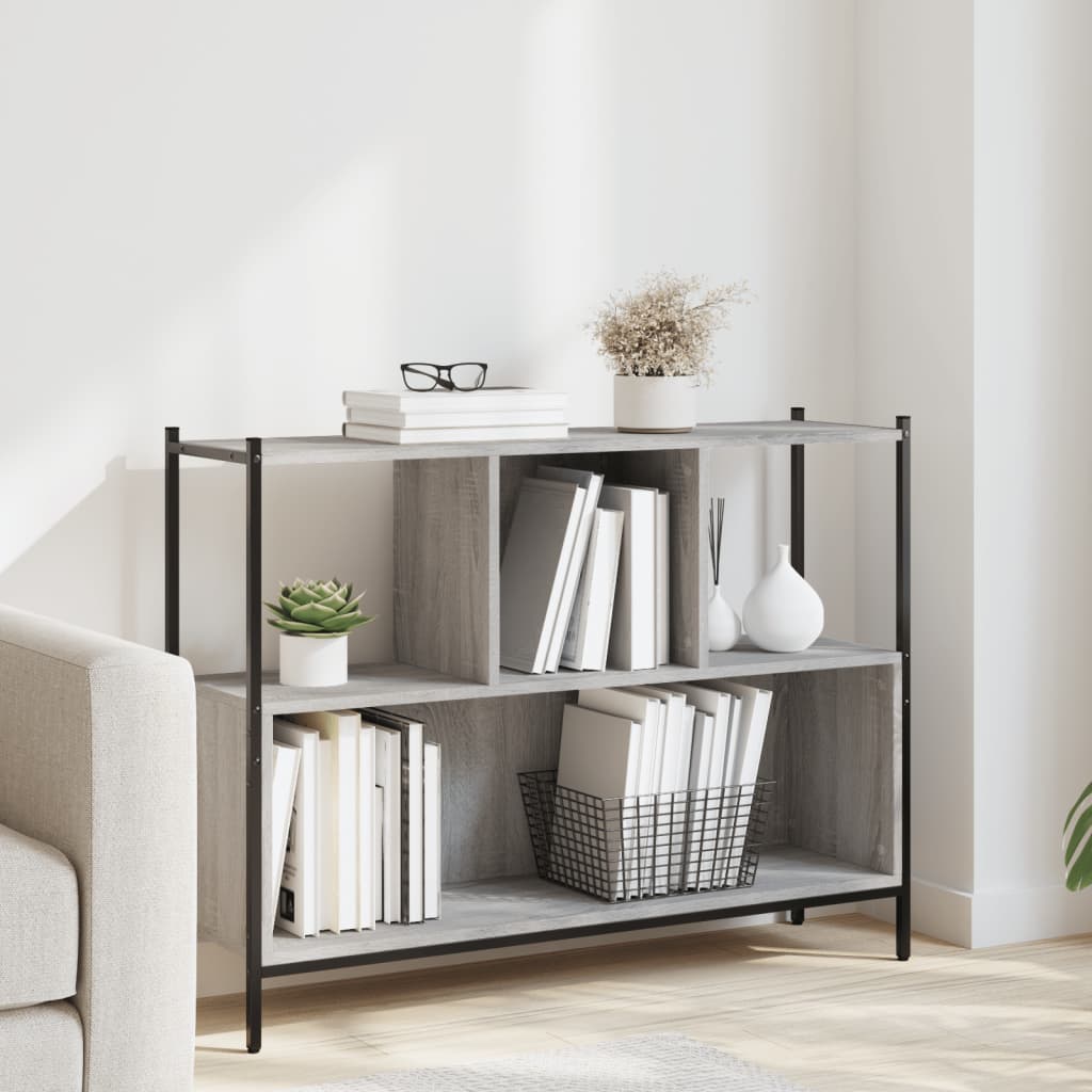 vidaXL Bookcase Grey Sonoma 102x28x77,5 cm Engineered Wood