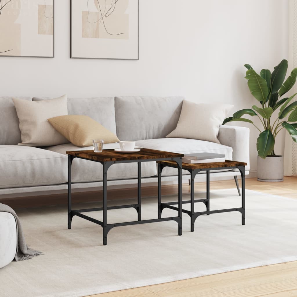 vidaXL Nesting Coffee Tables 2 pcs Smoked Oak Engineered Wood