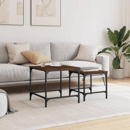 vidaXL Nesting Coffee Tables 2 pcs Brown Oak Engineered Wood