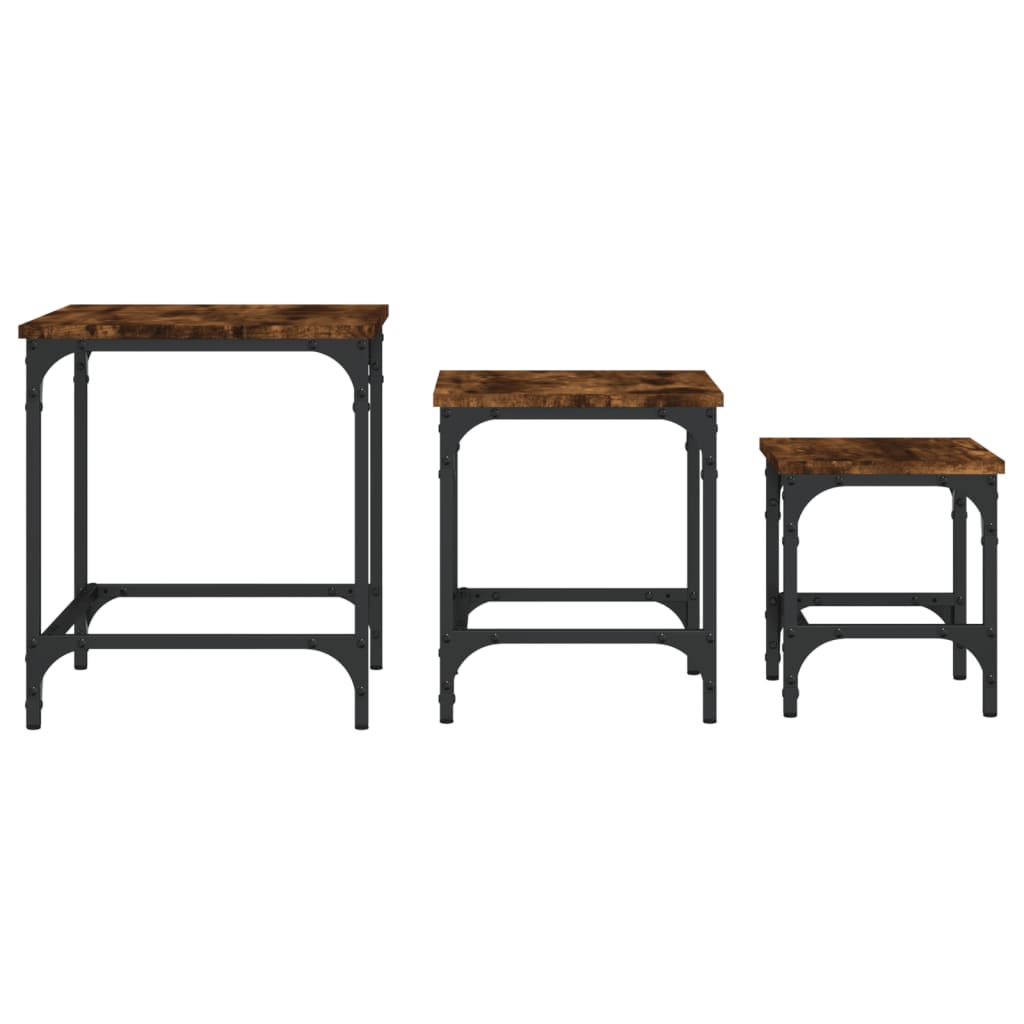 vidaXL Nesting Coffee Tables 3 pcs Smoked Oak Engineered Wood