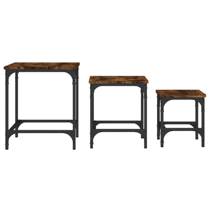 vidaXL Nesting Coffee Tables 3 pcs Smoked Oak Engineered Wood
