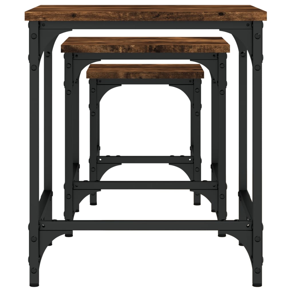 vidaXL Nesting Coffee Tables 3 pcs Smoked Oak Engineered Wood