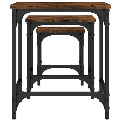 vidaXL Nesting Coffee Tables 3 pcs Smoked Oak Engineered Wood