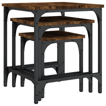 vidaXL Nesting Coffee Tables 3 pcs Smoked Oak Engineered Wood