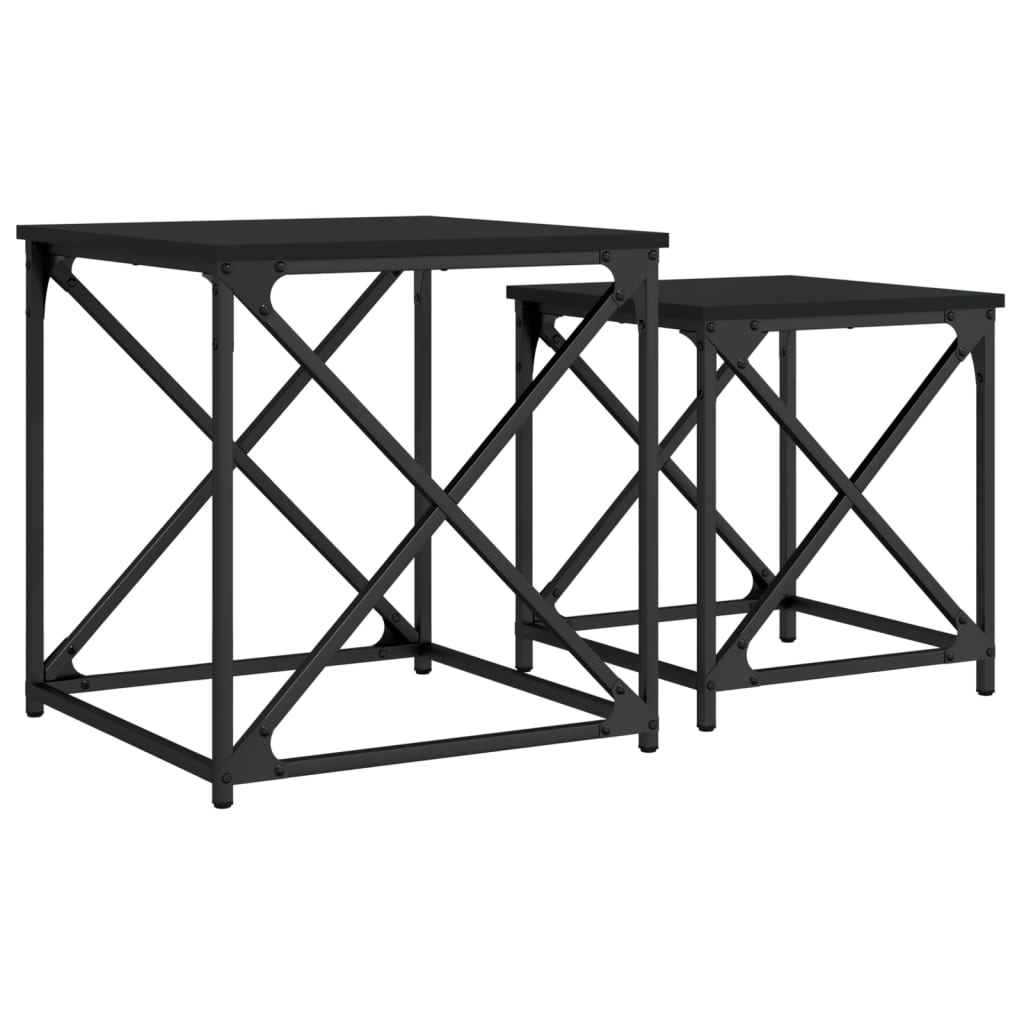 vidaXL Nesting Coffee Tables 2 pcs Black Engineered Wood