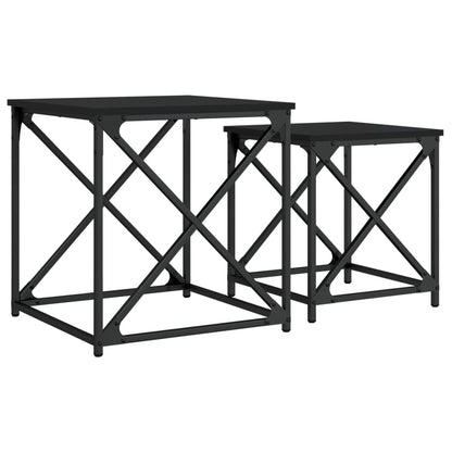 vidaXL Nesting Coffee Tables 2 pcs Black Engineered Wood