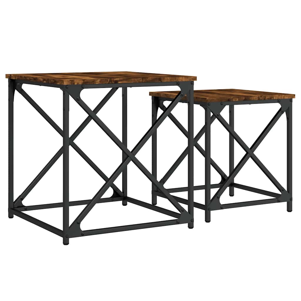vidaXL Nesting Coffee Tables 2 pcs Smoked Oak Engineered Wood