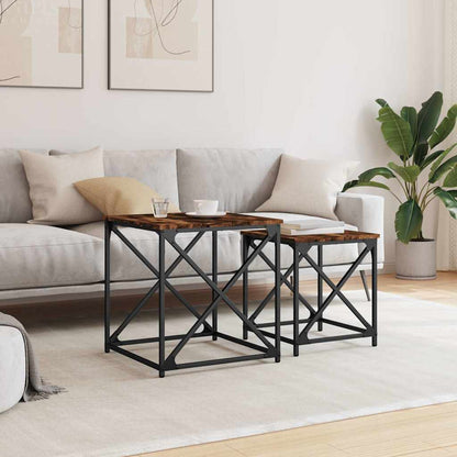 vidaXL Nesting Coffee Tables 2 pcs Smoked Oak Engineered Wood