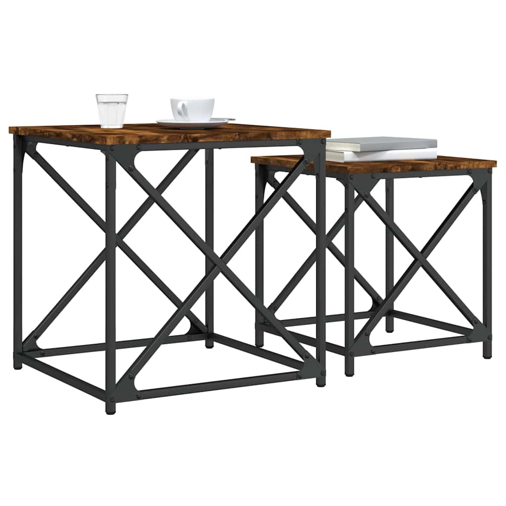 vidaXL Nesting Coffee Tables 2 pcs Smoked Oak Engineered Wood